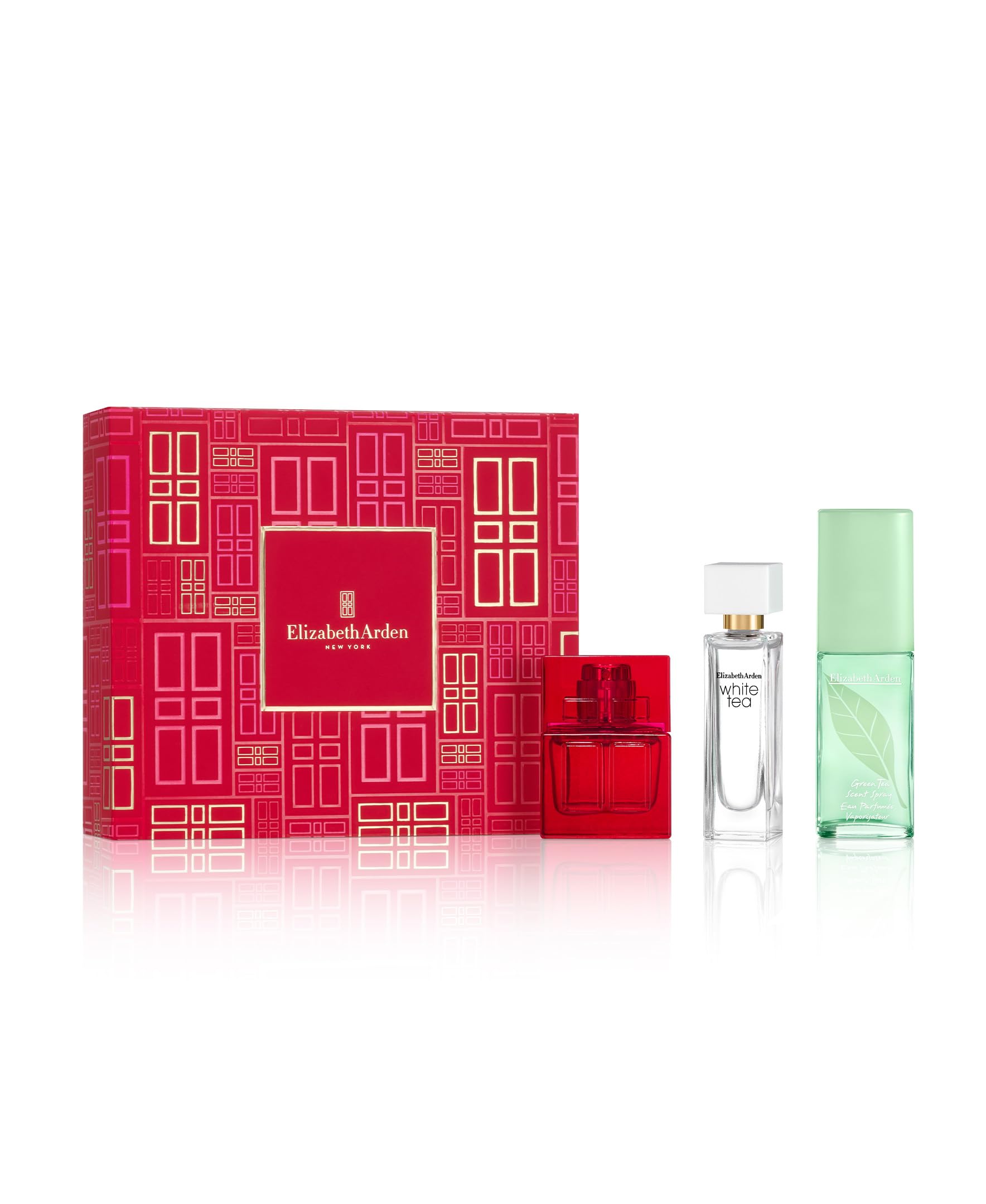 Elizabeth Arden Coffret Trio Prestige, Parfum pour Femme, Red Door, Green Tea et White Tea, Parfums Miniatures, Cadeau pour Femme