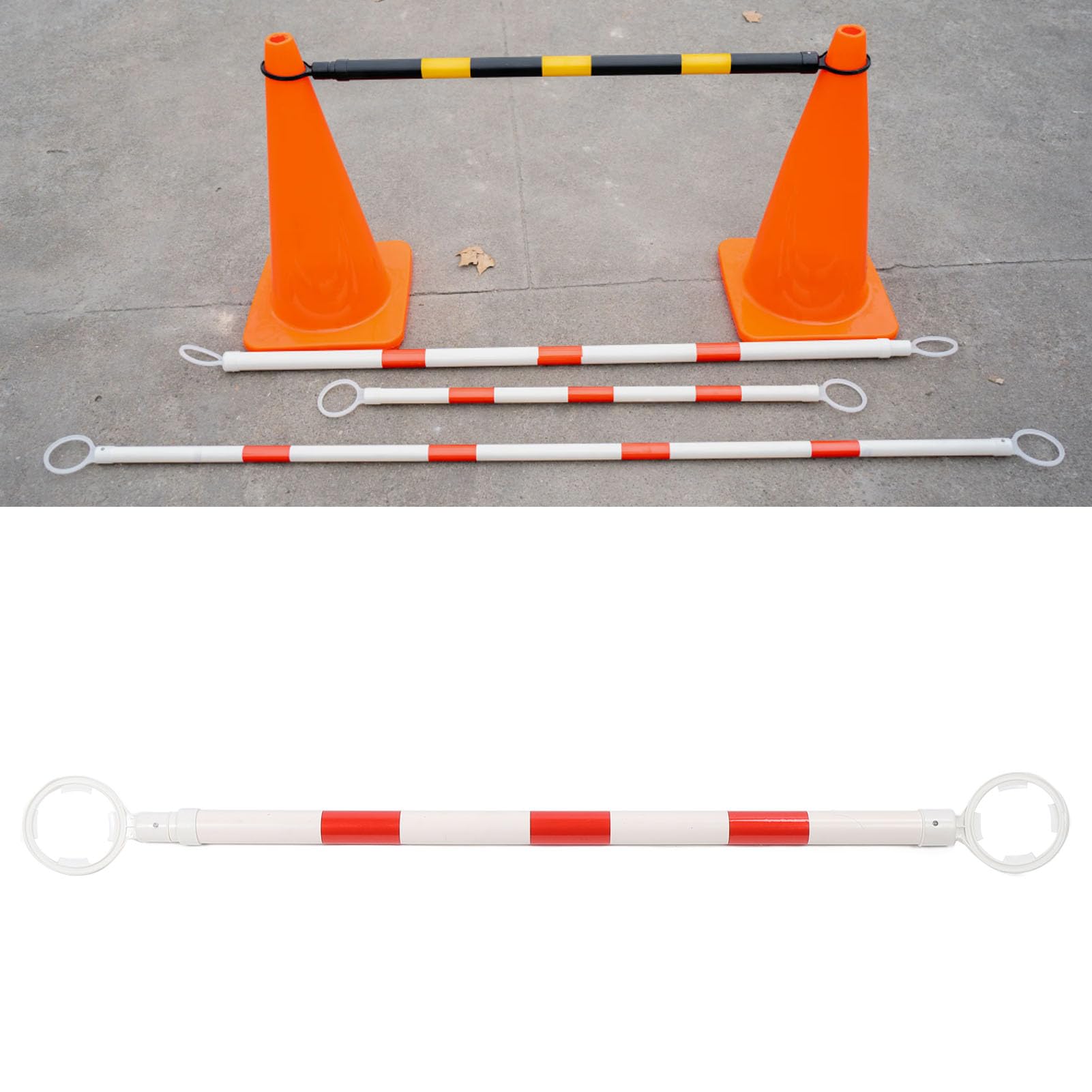 Alomejor Barra de Cono Retráctil Barra de Cono de Tráfico Expandible de Plástico Diseño Reflectante Barrera de Advertencia Ajustable de 37,8 a 70,9 Pulgadas para Estacionamientos Áreas de Eventos de