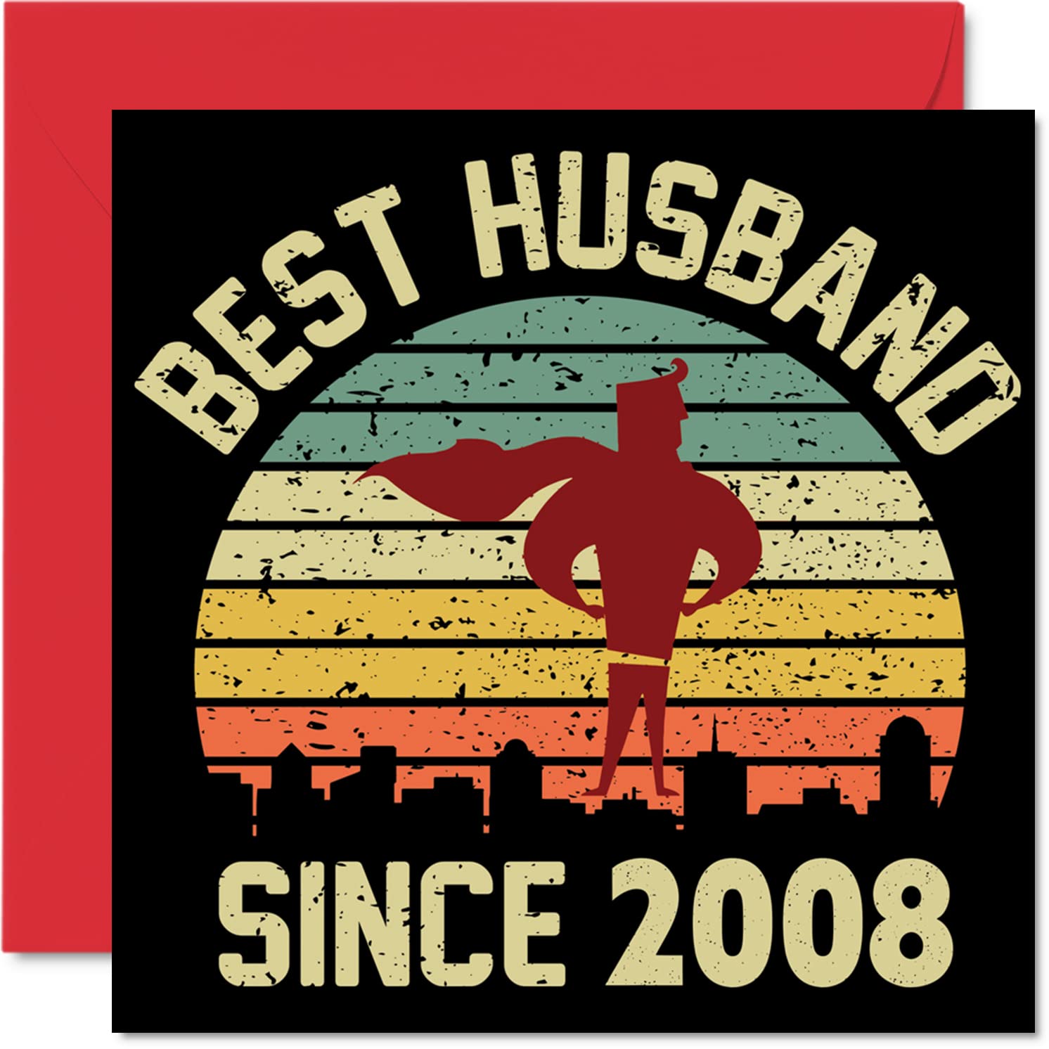 18th Anniversary Card for Husband from Wife - Best Husband Since 2008 - I Love You Gifts, Happy 18th Wedding Anniversary Cards for Partner, 145mm Greeting Cards Anniversaries