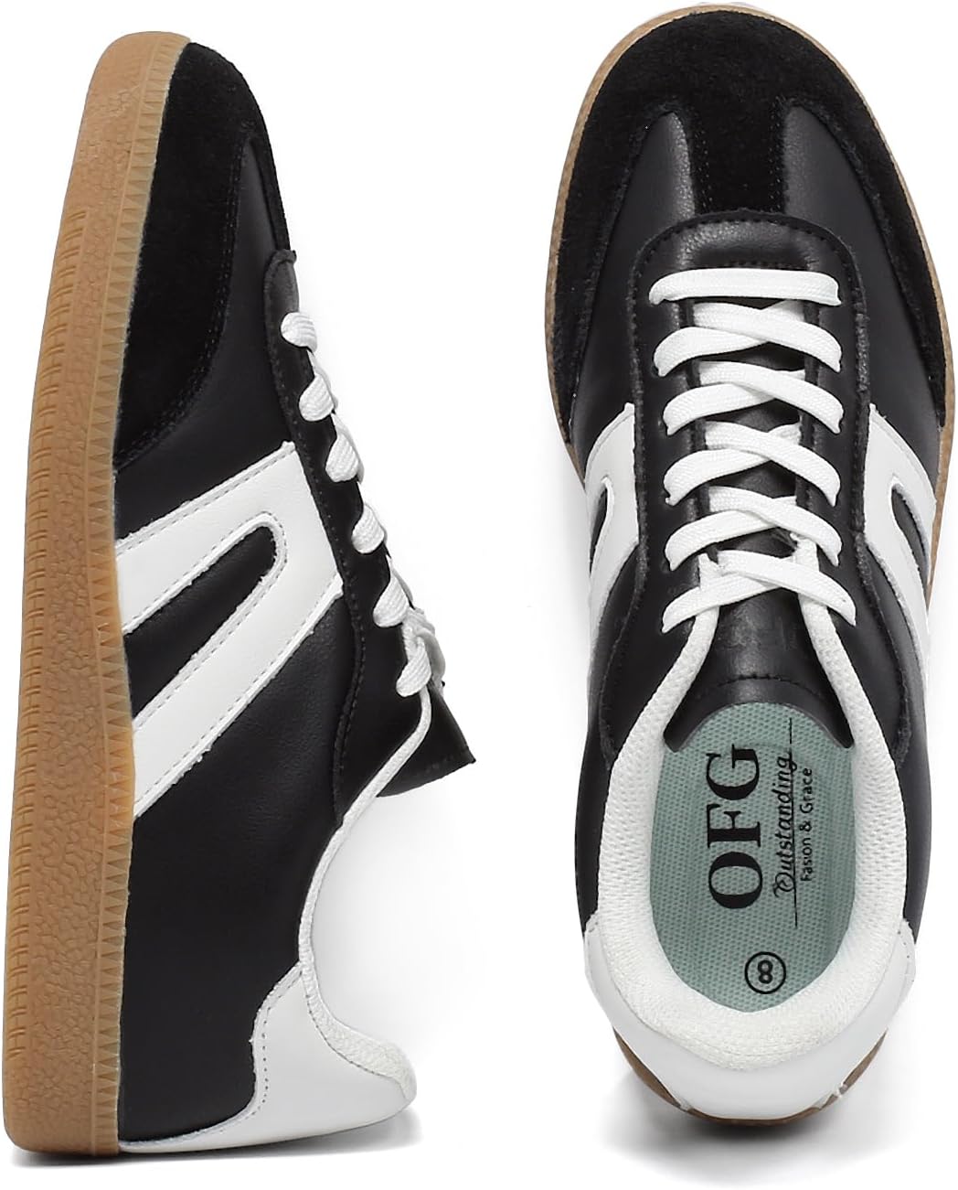 Women's Retro Gum Sole Fashion Sneakers-Lace Detail Casual Retro Walking Shoes-Gum Sole Casual Tennis-Anti Slip Trainers - Image 5