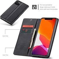 Vista 5 de SINIANL Funda tipo cartera para iPhone 11, funda de piel tipo libro plegable con función atril, ranura para tarjeta de crédito, cierre magnético