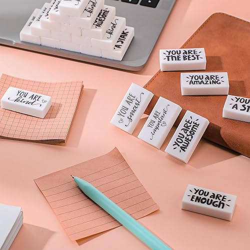 Miniatura 4 de PerKoop 200 unidades de borradores pequeños inspiradores de Navidad a granel, bonitos y divertidos borradores motivacionales, regalos para niños,