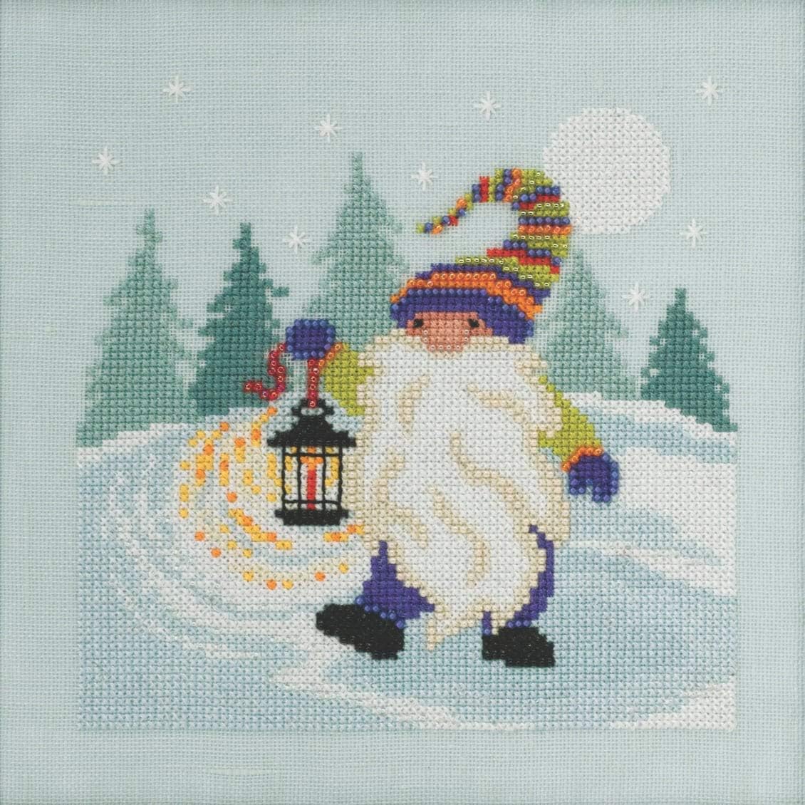 Hiking Gnome Beaded Counted Cross Stitch Kit Mill Hill 2020 Gnome Quartet MH172014