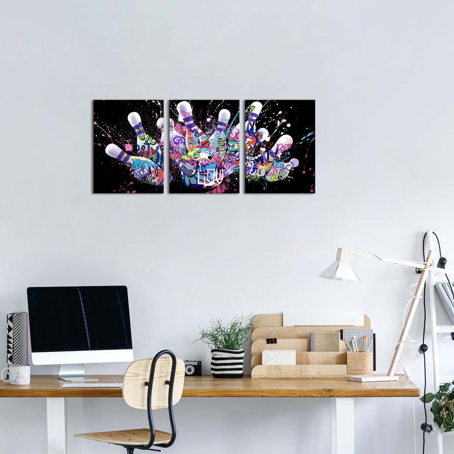 Apicoture Bowling Decor Abstract Bowling Picture Canvas Wall Art For Mens Bedroom Bowling Hall Wall Sports Decorations