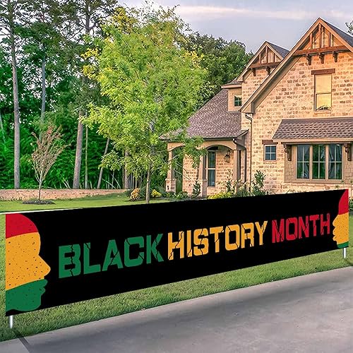 LOONELO Cartel de fondo de feliz mes de la historia negra con 98.4 x 19.7 pulgadas, pancarta larga afroamericana, telón de fondo de orgullo negro