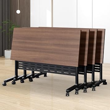 Conference Table Folding Conference Tables,Conference Room Table With Flip-Top Design,With Caster Rectangular Modular Foldable Meeting Tables,For Office Conference Training Room 4pack180*60*75
