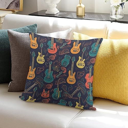Miniatura 7 de Guitarra Pattern Pillow Covers 18 * 18 with Zipper Super Soft Square Pillow Cases Cozy Zipper Plush Throw Pillowcases for Bedroom Sofa Couch for All