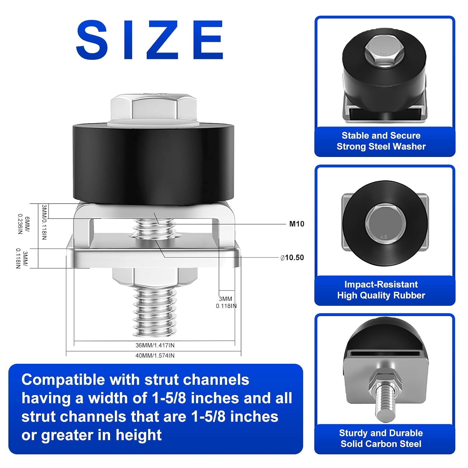 Trolley Roller Wheels Limit Trolley Assembly Positioning for Unistrut Strut Channel with 1-5/8" Wide and All 1-5/8" or Taller Strut Channel,Positioning Limit Garage Door Rollers Stop,New(2Pcs)