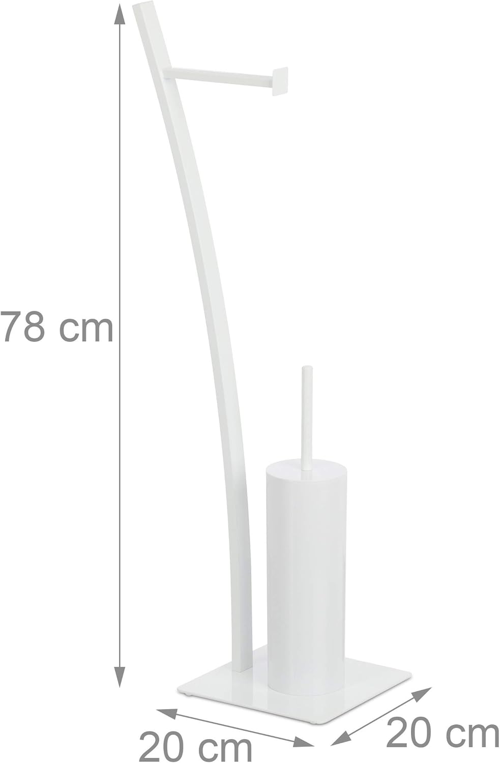 Relaxdays White, Toilet Paper Holder, Brush, Toilet Brush Holder, Hygienic, H x W x D: 78 x 29 x 20 cm, White, Standard