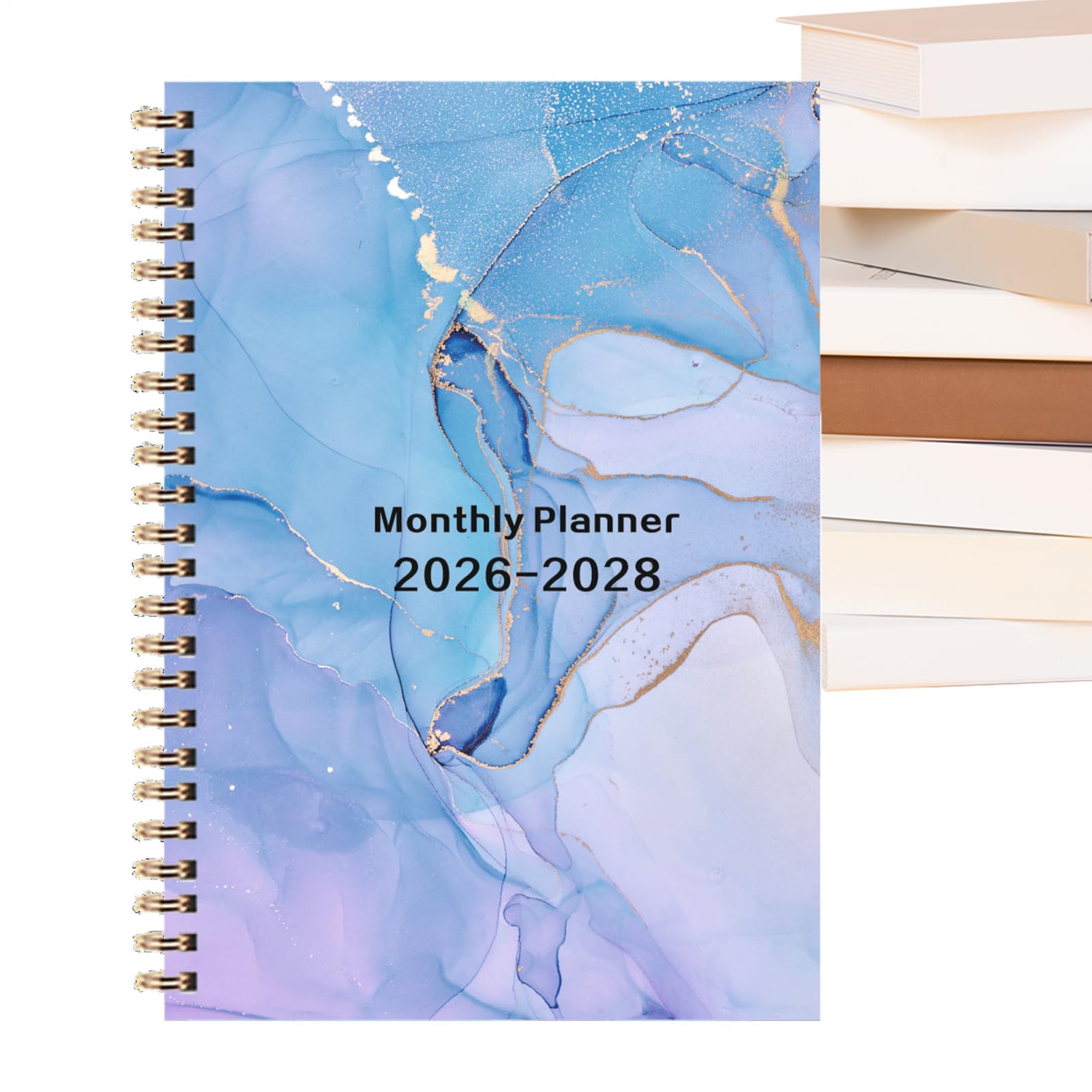 Planificateur de calendrier 2026-2028 – Agenda de rendez-vous mensuel, carnet relié en spirale avec 36 intercalaires mensuels, notes de travail et affaires