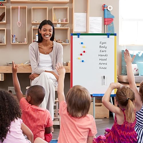 Miniatura 6 de MAKELLO Tablero grande con ruedas de 48 x 36 pulgadas, tablero magnético de borrado en seco de doble cara con soporte para divisor de habitación en