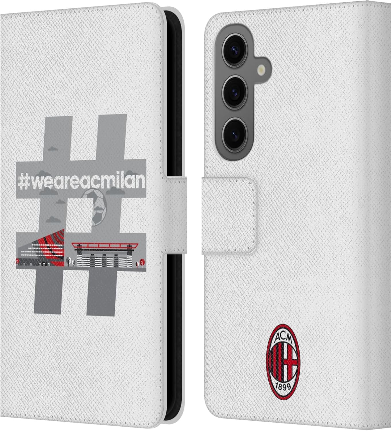 Head Case Designs Officially Licensed AC Milan Hashtag Adults Leather Wallet Case Compatible with Samsung Galaxy S25