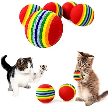 PET SHOW Bulk Coloured Cat Toys Balls Soft EVA Foam Rainbow Balls Interactive Cats Dogs Toys (50pcs)