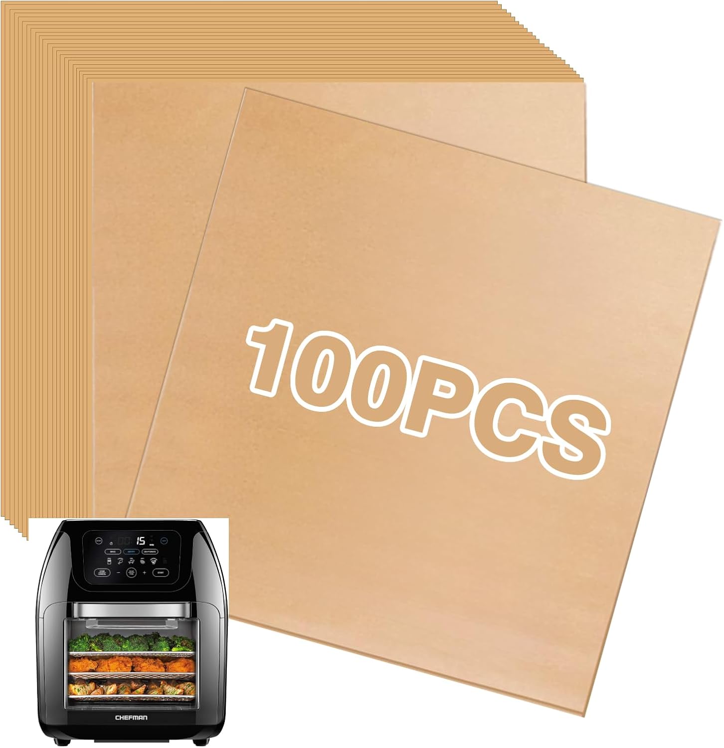 Air Fryer Liners Disposable Compatible with CHEFMAN 10 Qt Multifunctional Digital Air Fryer Accessories, Unbleached Parchment Paper, 100 PCS Square Non-Stick Baking Paper Air Fryer Liners Disposable Compatible with CHEFMAN 10 Qt Multifunctional Digital Air Fryer Accessories, Unbleached Parchment Paper, 100 PCS Square Non-Stick Baking Paper