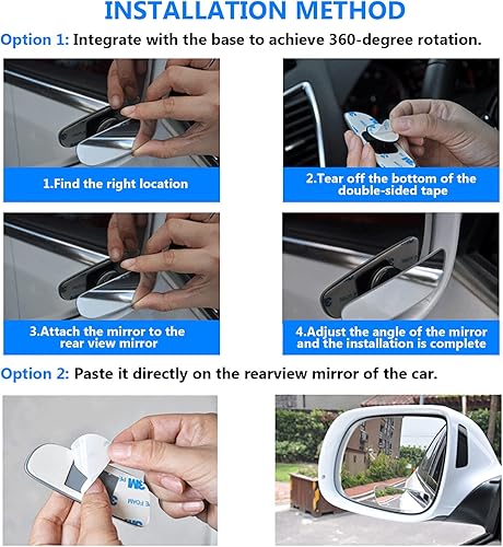 Miniatura 4 de Espejo de punto ciego, lente convexa de vidrio HD sin marco, espejos retrovisores accesorios exteriores con gran angular ajustable para todos los