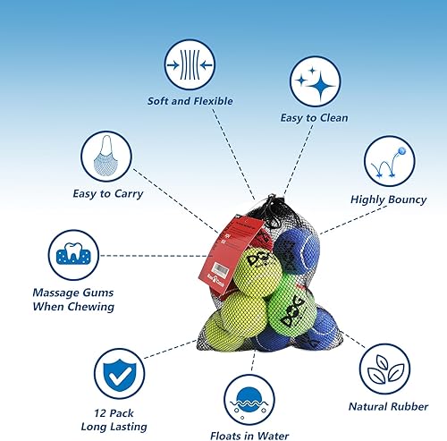 Miniatura 6 de insum Pelota de tenis para perro, paquete de 12 pelotas coloridas fáciles de atrapar