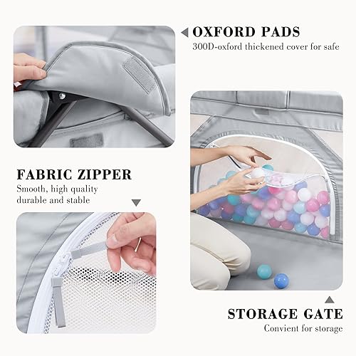 Miniatura 6 de ANGELBLISS Corralito plegable para bebés y niños pequeños, centro de actividades para bebés en interiores y exteriores con malla transpirable