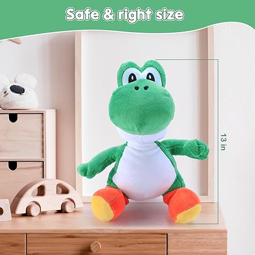 Miniatura 6 de Yoshi - Juguetes de peluche, serie Mario All-Stars de 13 pulgadas, color verde, ideal para Navidad, cumpleaños y más