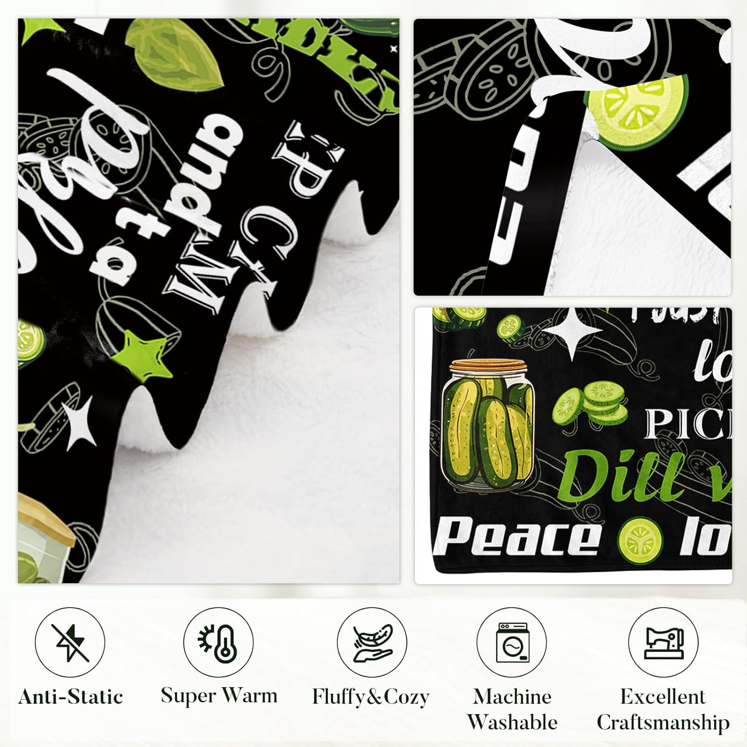Pickle Blanket Gifts for Pickle Lovers, Pickles Birthday Gifts for Women, Friend, Girl, Soft Warm Blanket for Pickles Lovers, Gift for Couch Sofa Gifts for Christmas Thanksgiving Day 60x80in