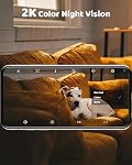 GENBOLT 2K Caméra pour animaux de compagnie, WiFi Caméra de sécurité intérieure, Surveillance à domicile IP caméra CCTV avec détection humanoïde, Cam de chien de croisière automatique avec alarme audio