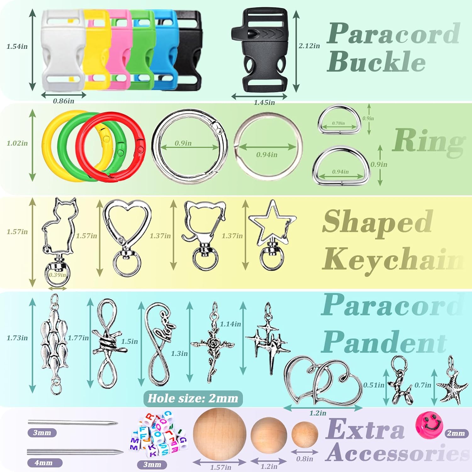 WEREWOLVES Paracord Bracelet Jig Kit - 4MM, 3MM, 2MM Parachute Combo Kit, 10FT Rope Complete Accessories and Paracord Jig Bracelet Maker (Candy, 10FT-35 Color)