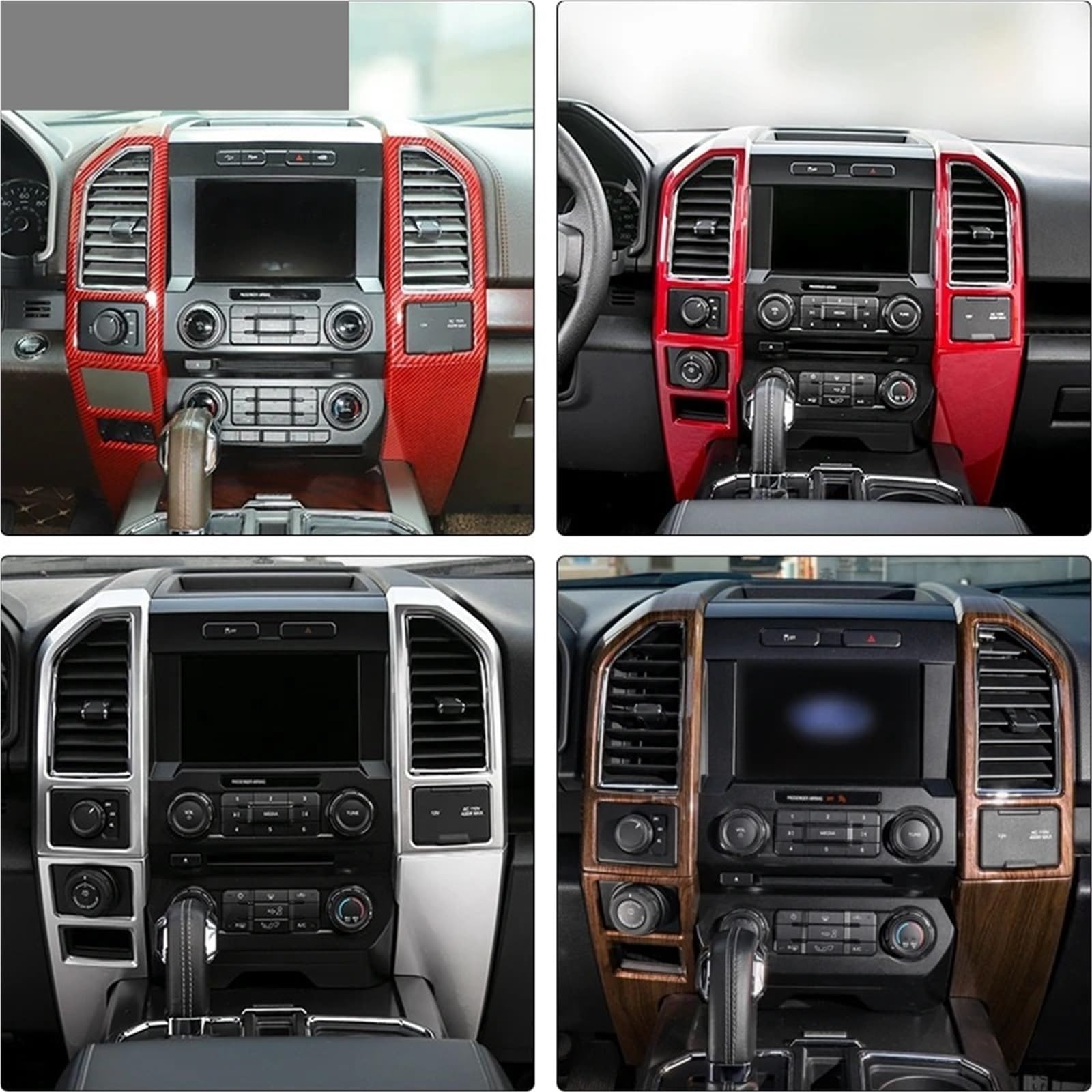 Konsola Środkowa Zestawy dekoracyjne na konsolę środkową z włókna węglowego ABS, pasujące do Forda F150 F-150 2016 2017 2018 2019 2020(Wood Grain)