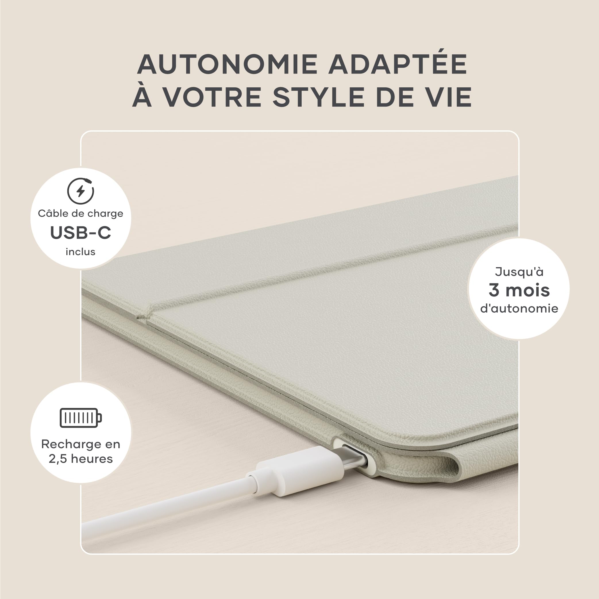 Satechi OntheGo Clavier sans Fil Bluetooth avec Support, QWERTY US, Beige