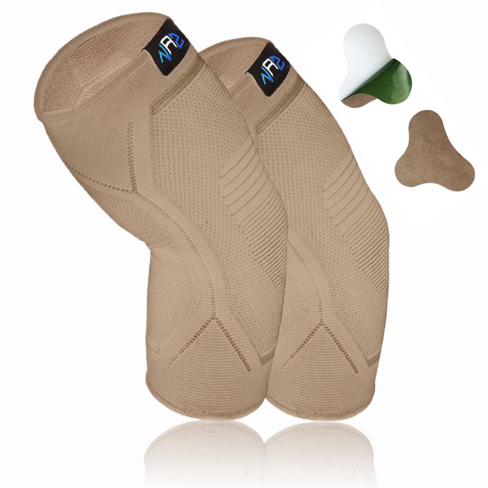 NAZ Elbow Brace Compression Sleeve Support | Comfortable Tennis Elbow Brace for Men and Women Elbow Compression Sleeve for Weightlifting, Sports with Pain Relief Patchs (Pack of 2)