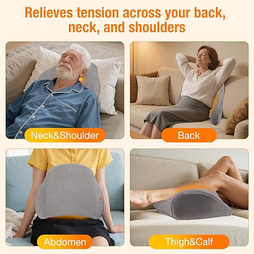 Miniatura 5 de BIBIRE Masajeador de espalda Shiatsu con calor  Masaje de tejido profundo para alivio del dolor de cuello, hombros y espalda baja  Masajeador de