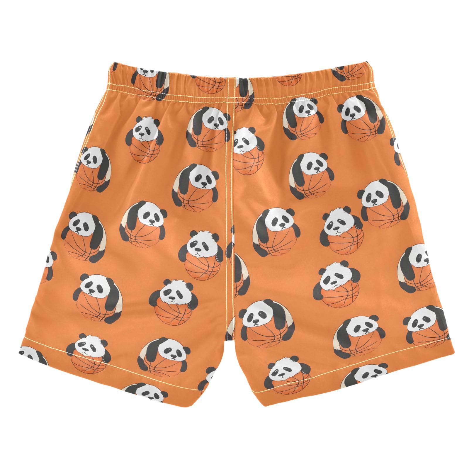 ALAZA Panda Basketball Ball Animal Boys Quick Dry Beach Board Shorts Kids Swim Trunks Bathing Suit Swimsuit 3T Multicolor