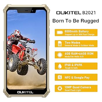 Amazon.com: OUKITEL Rugged Smartphone, B2021 8000mAh 5.86