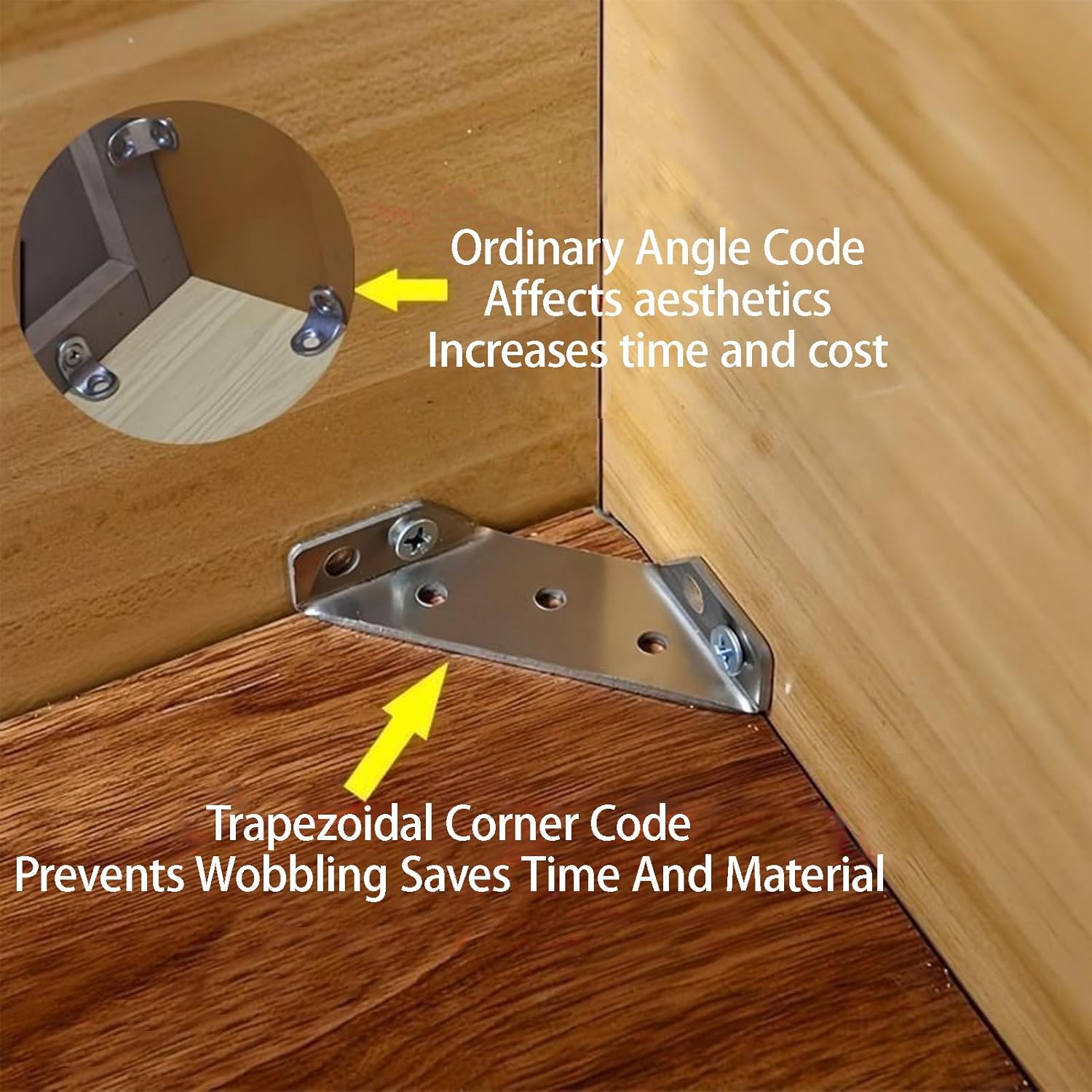Corner connectors for Wood，Universal Stainless Steel Furniture Corner Connector，Corner Bracket，Corner Brace for Cabinet, Closet, Furniture (20), Silver