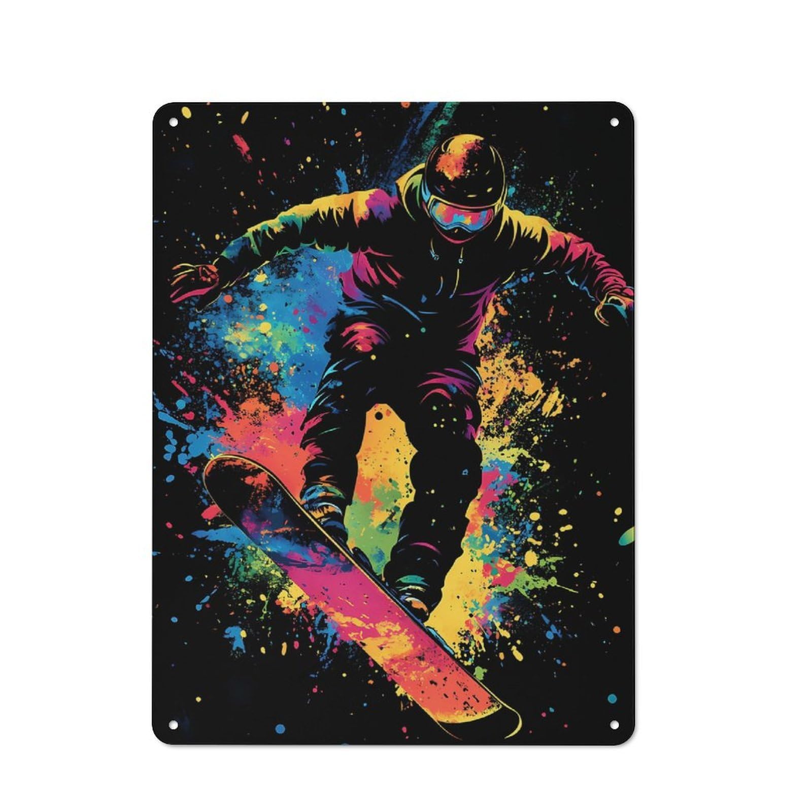 Junmoney Snowboarder In Action Rustic Metal Sign 40X30cm For Lounge Or Reading Corner, For Reading Corner Decorators