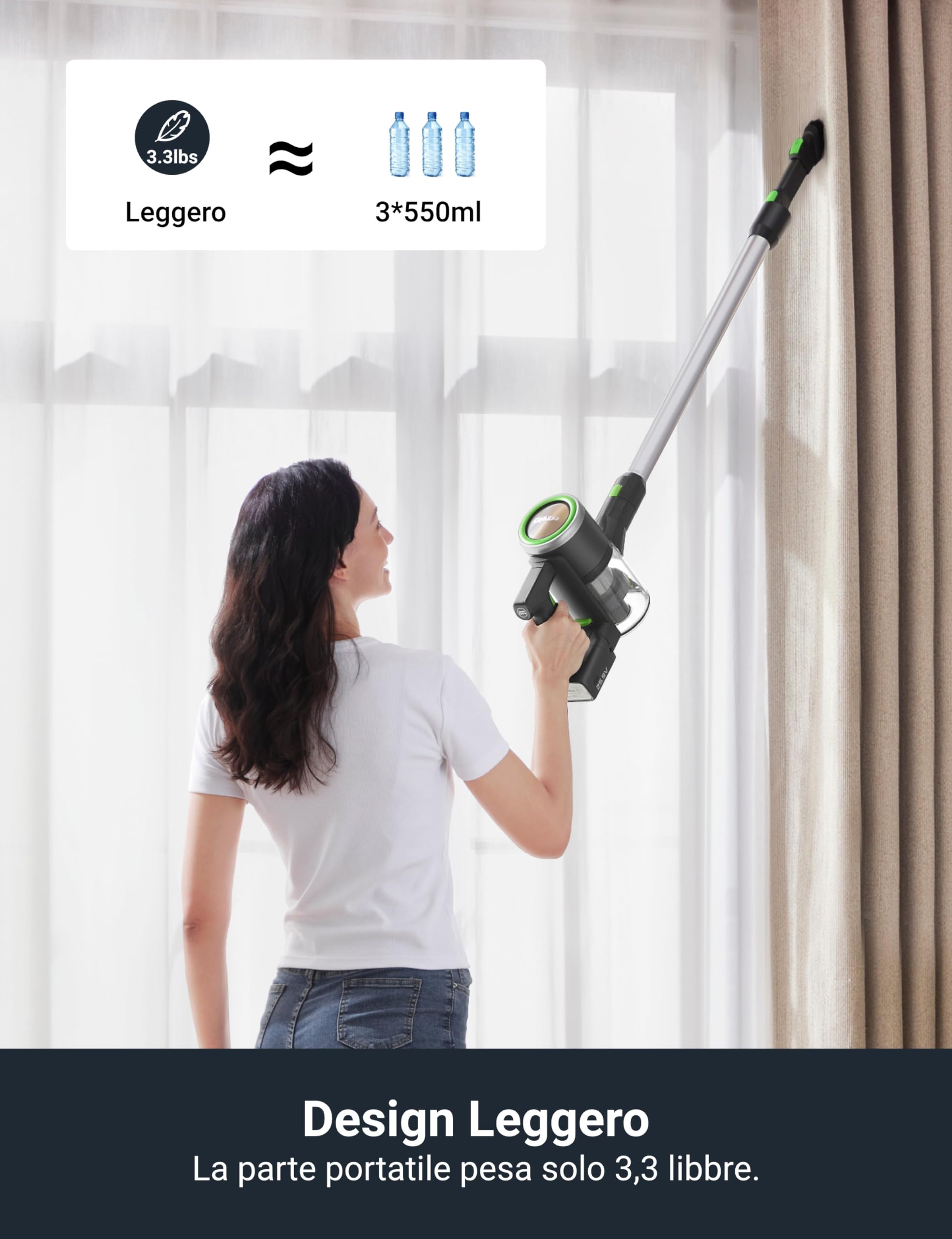 Eureka NEC370 Aspirapolvere Senza Fili, Scopa Elettrica Senza Fili 3 in 1 90AW Aspirazione, 2 Batterie Rimovibili 40x2 Autonomia Minima per Pavimenti duri, Tappeti e Peli di Animali Domestici