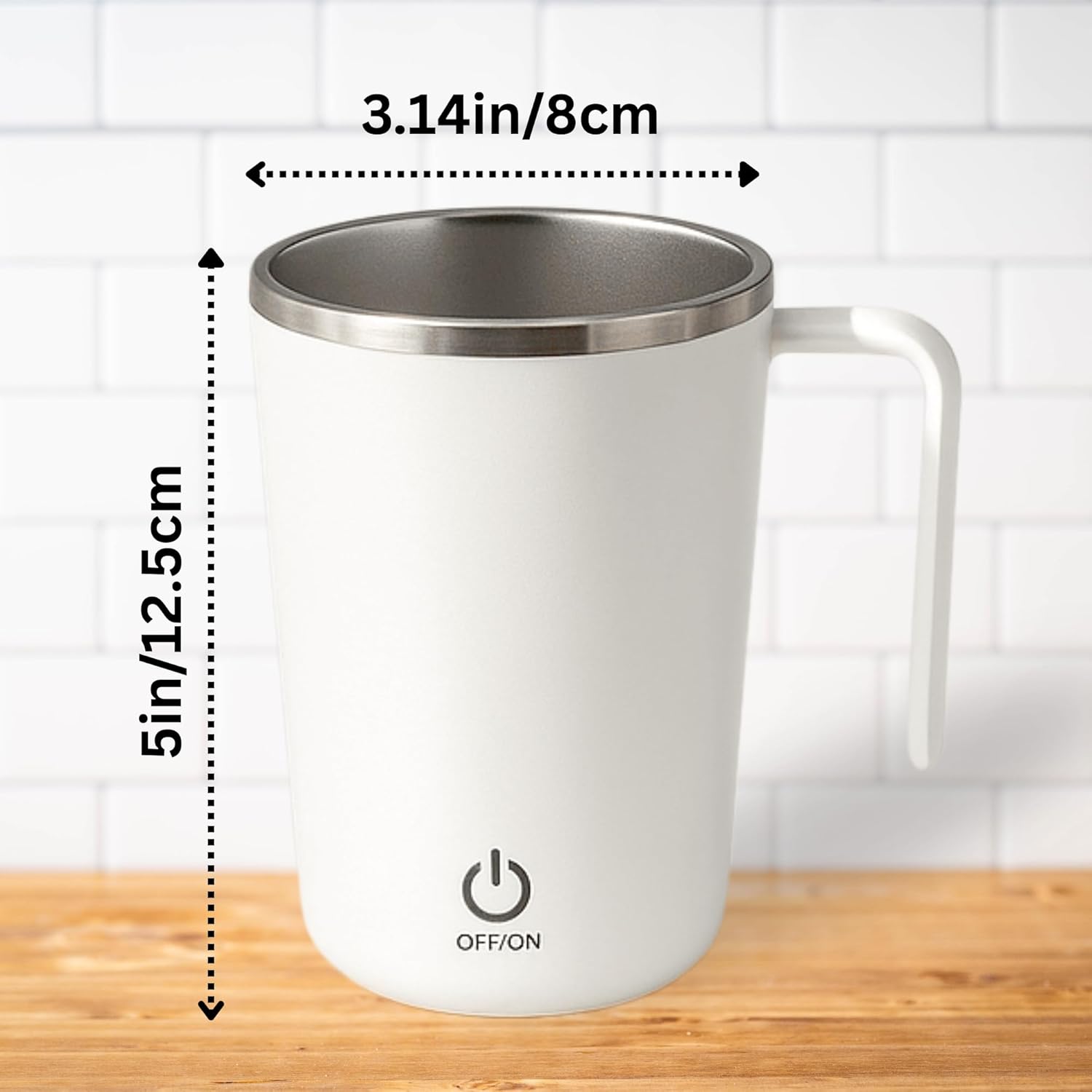 Self Stirring Coffee Mug – Electric Mixing Mug with Lid, Magnetic Stirrer, Auto Stirring Travel Cup for Hot Drinks, Office, Home (White) - Image 4