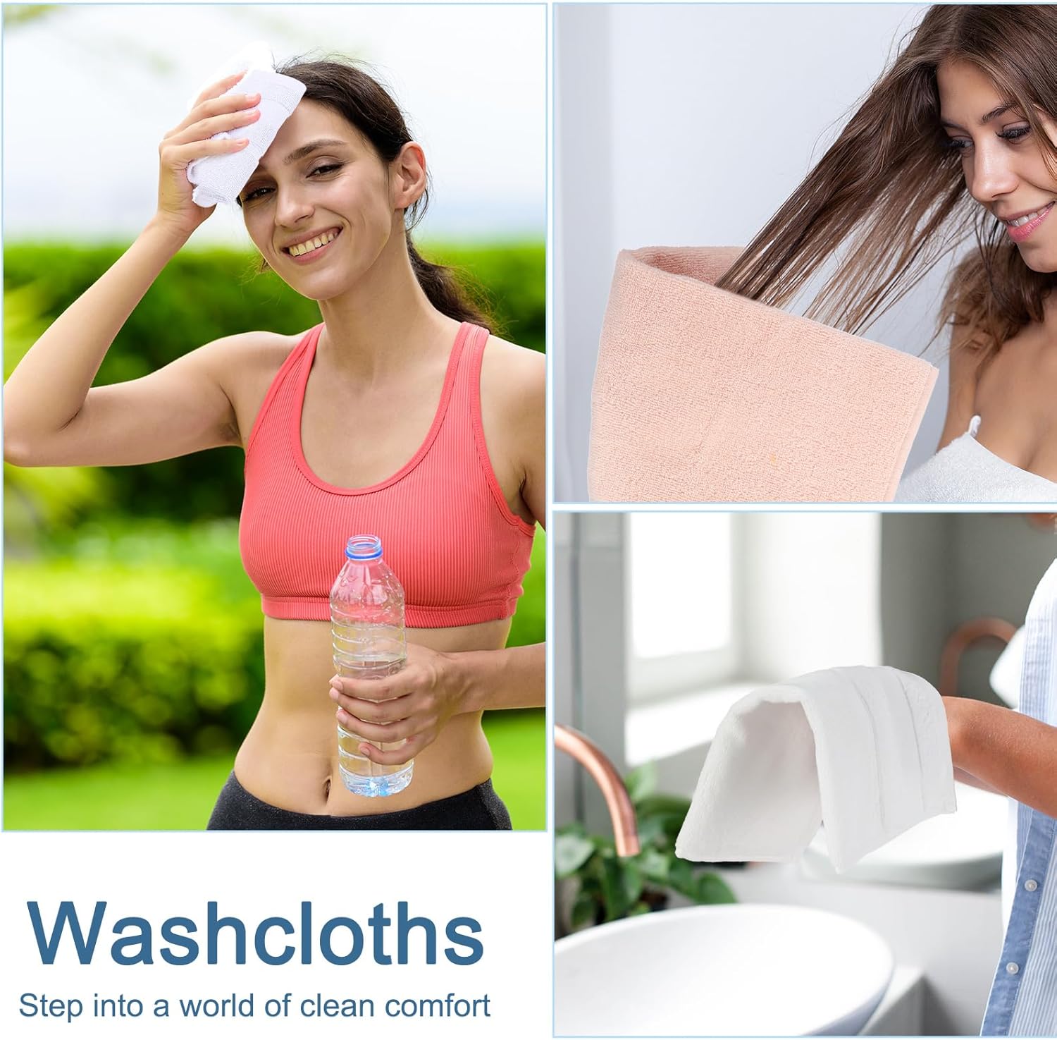 21 Pack Washcloths for Face 14" x 14" Absorbent and Soft Hand Towels Bulk Set 100% Cotton Ring Spun Hand Towels for Bathroom Gym Wash Cloths(Multicolor) - Image 6