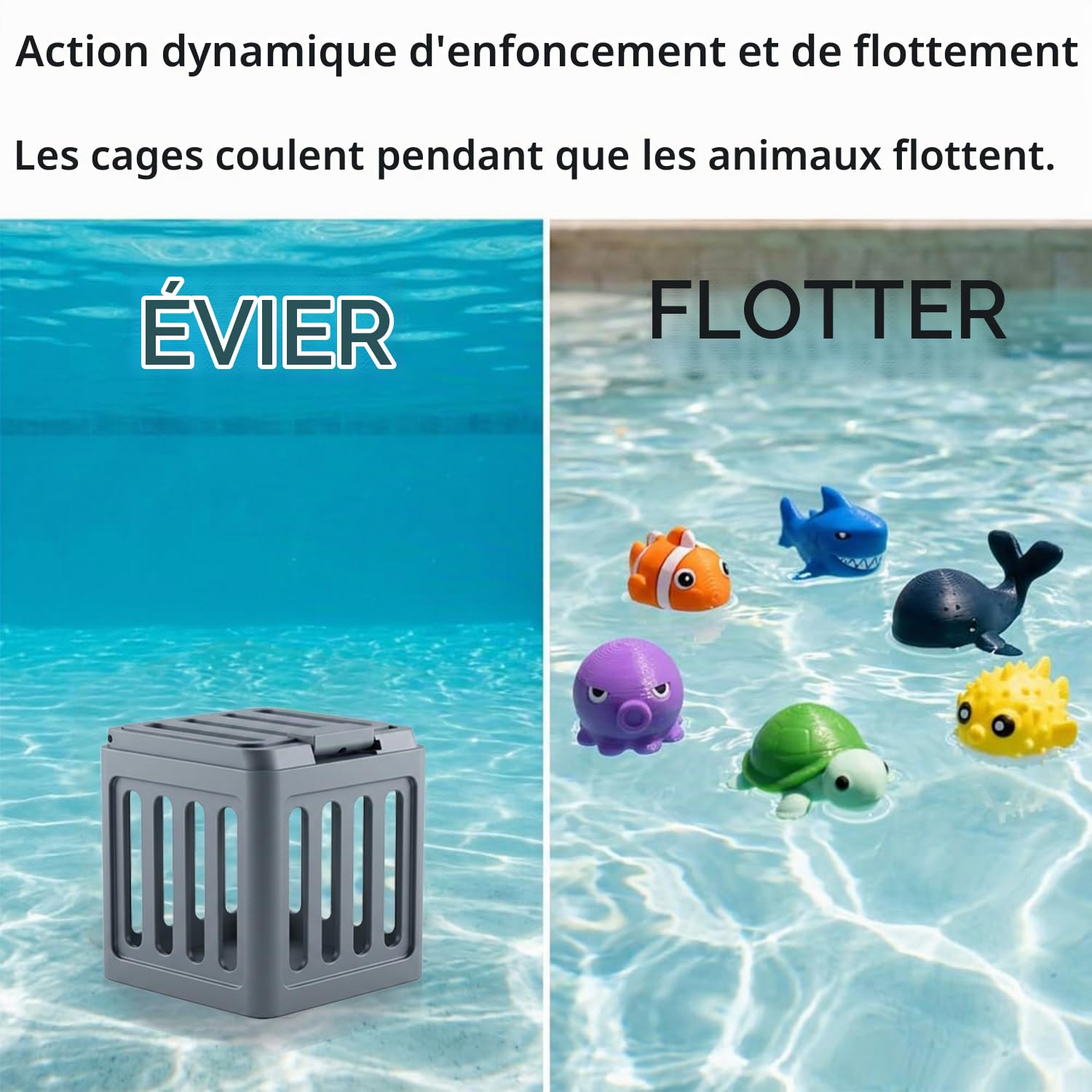 YeahBoom Underwater Dive Rescue Toys, Ensemble Flottants avec Animaux Et Cage sous, Marine Jeu Aquatique Interactif Natation Amusante pour Baignoire éTé Et Jeux ExtéRieurs