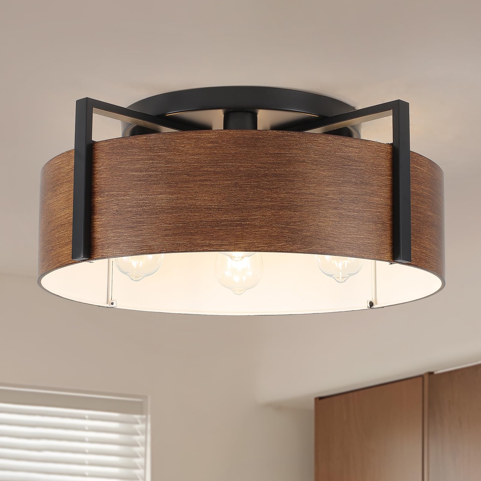 Photo 1 of YCZHCC Farmhouse Semi Flush Mount Ceiling Light, 20" Drum