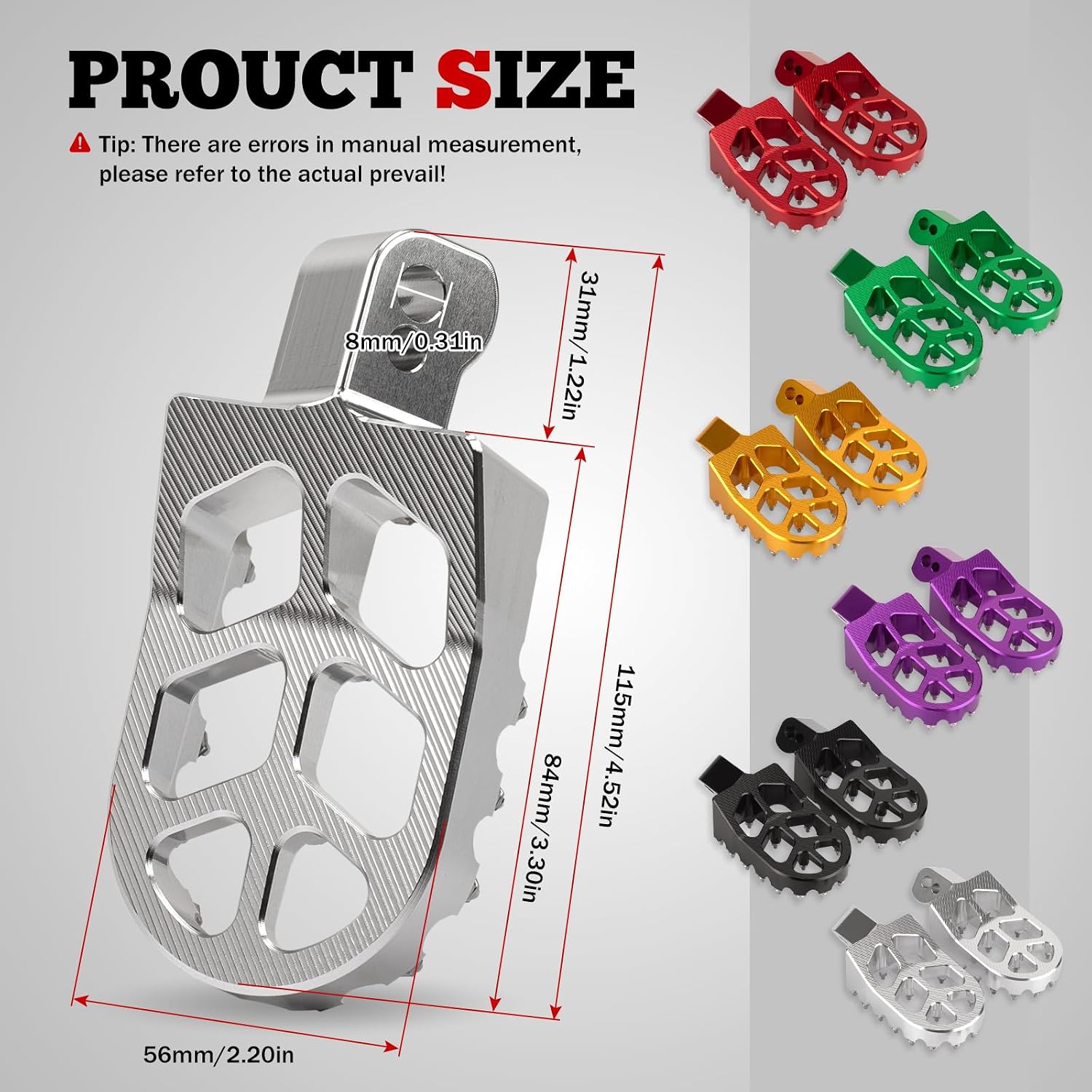 XINGWU Dirt Bike Foot Pegs for MX650 CNC Aluminum Pegs Heavy-Duty Foot Rest Pedals Compatible with Razor MX650 MX500 SX500 Electric Dirt Bikes Footpegs (Silver)