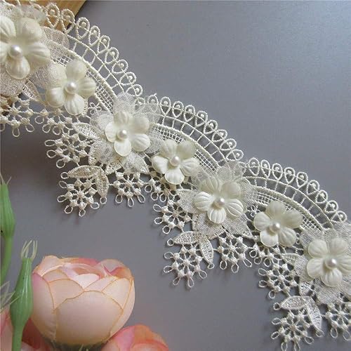 Miniatura 6 de 2 yardas solubles de flores de uva con ribete de encaje bordado, vestido de novia de punto de 2.8in de ancho, hecho a mano, cinta de encaje,