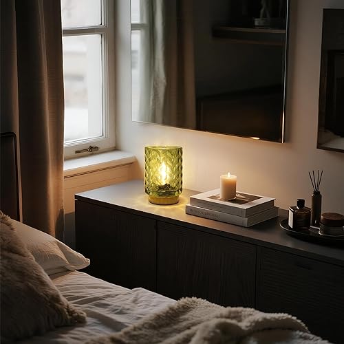 Miniatura 6 de Lámpara a pilas con temporizador, pequeña lámpara de mesa con bombilla LED, lámparas inalámbricas de vidrio junto a la luz de mesa para sala de