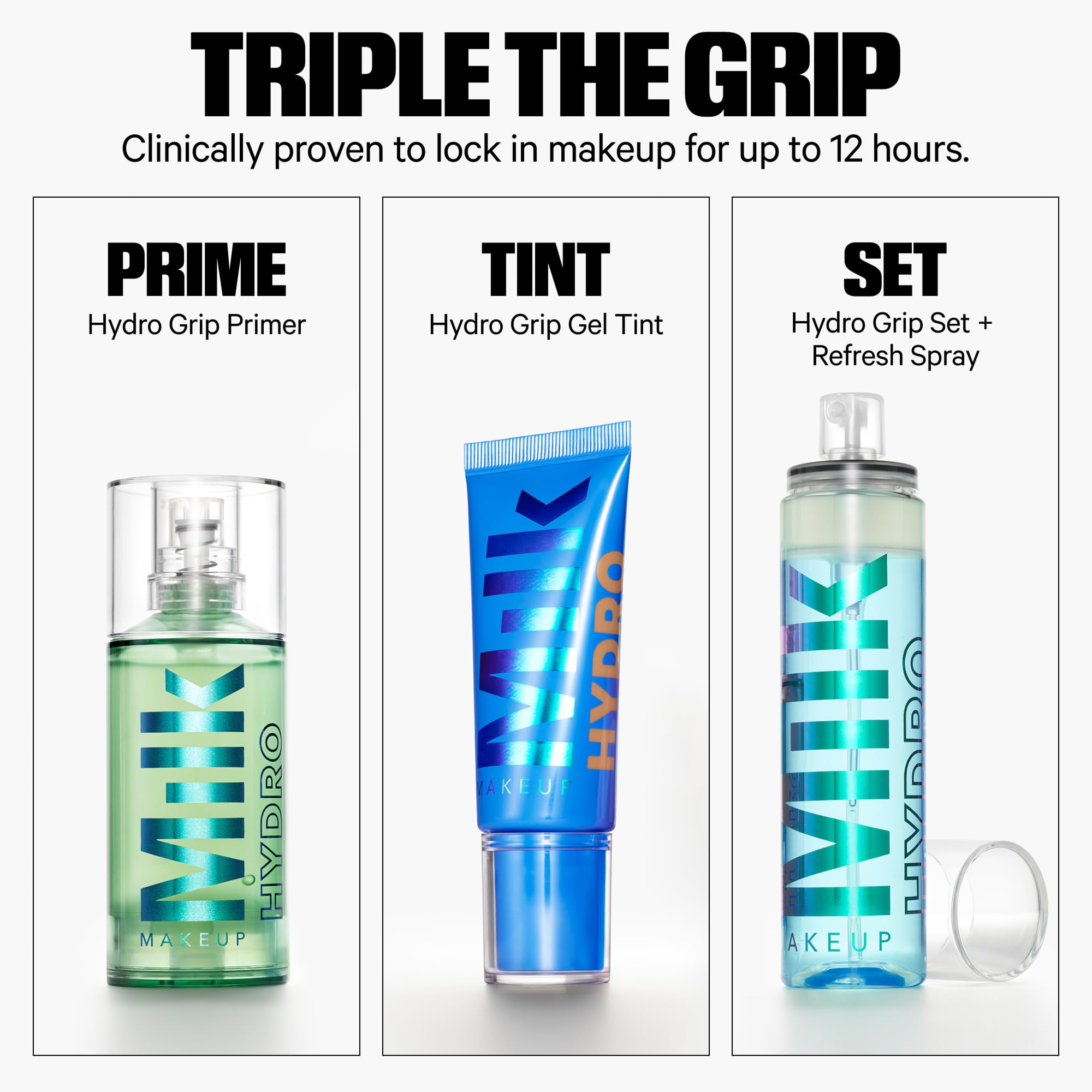 Milk Makeup Hydro Grip Hydrating Gel Skin Tint with Hyaluronic Acid – Buildable Light Coverage for Up to 12 Hours w/Dewy Finish – Non-Comedogenic