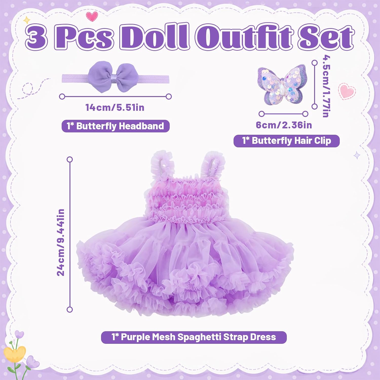 3 Pcs Reborn Baby Doll Clothes Set for 20-22 Inch Newborn Baby Dolls image 2