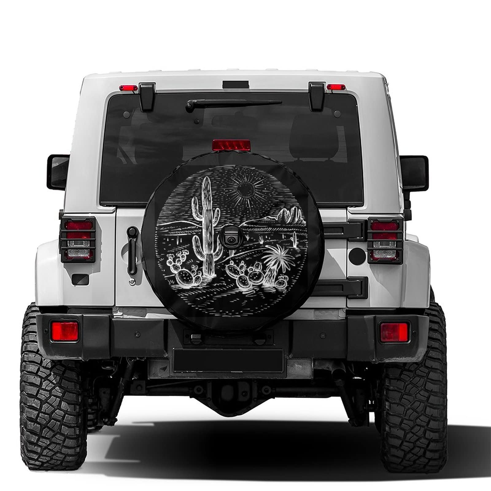 Foruidea Cactus Spare Tire Cover with Backup Camera Hole Wheel Tire Cover Fit Trailer, RV, SUV and Many Vehicle 17inch