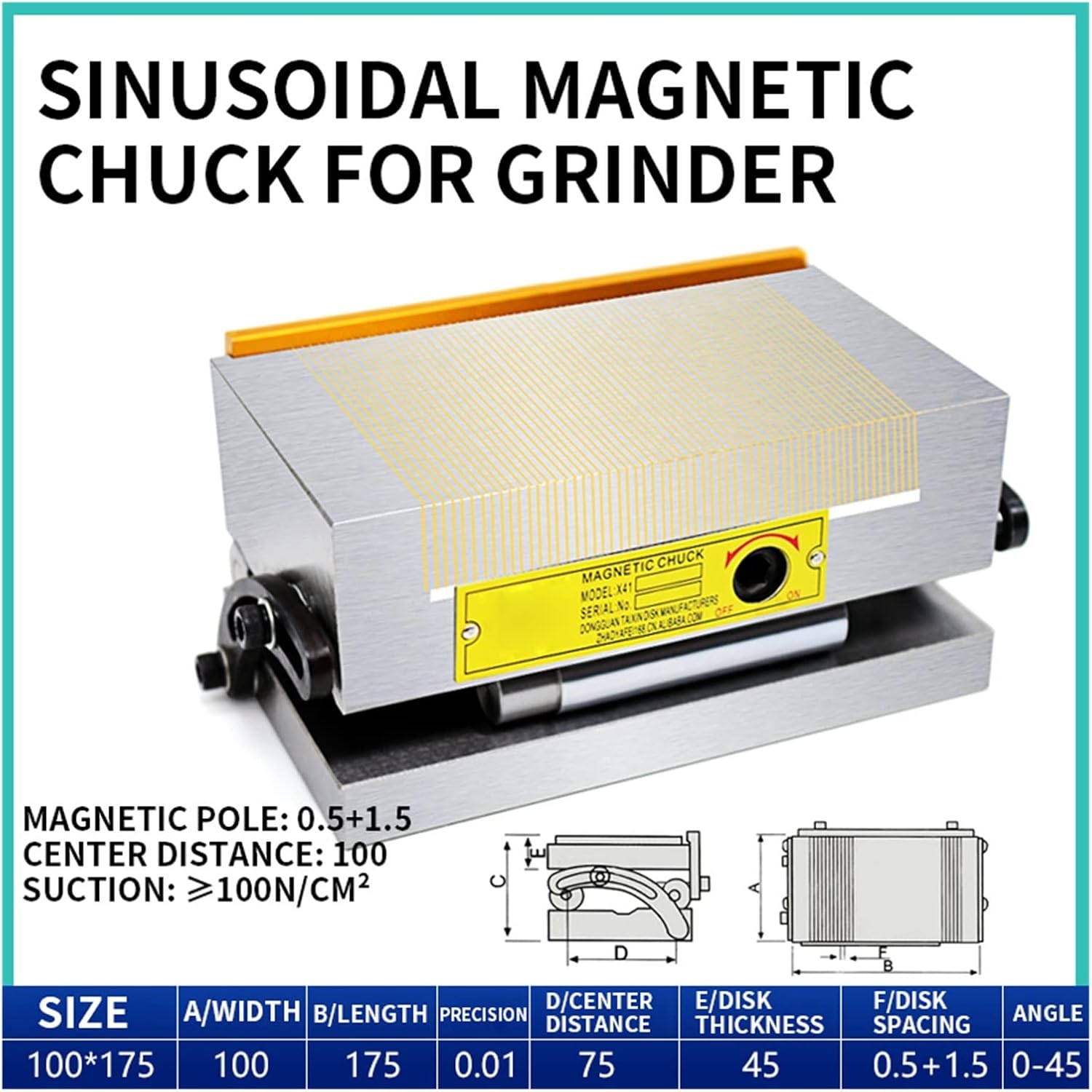 Slope Magnetic Table Sine Disk 100 * 175 One-piece Ultra-thin Magnetic Table Permanent Magnet Chuck Grinder Disk,DIY Tools
