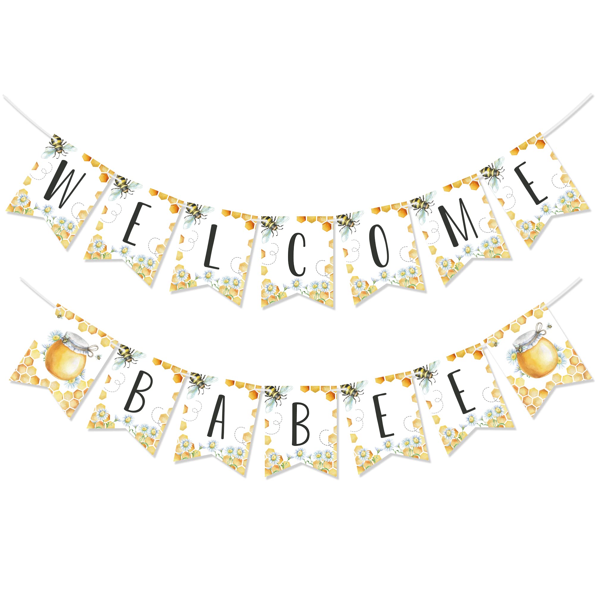Buy Bumble Bee Baby Shower Paper Banner, Welcome Babee Bunting Garlands ...