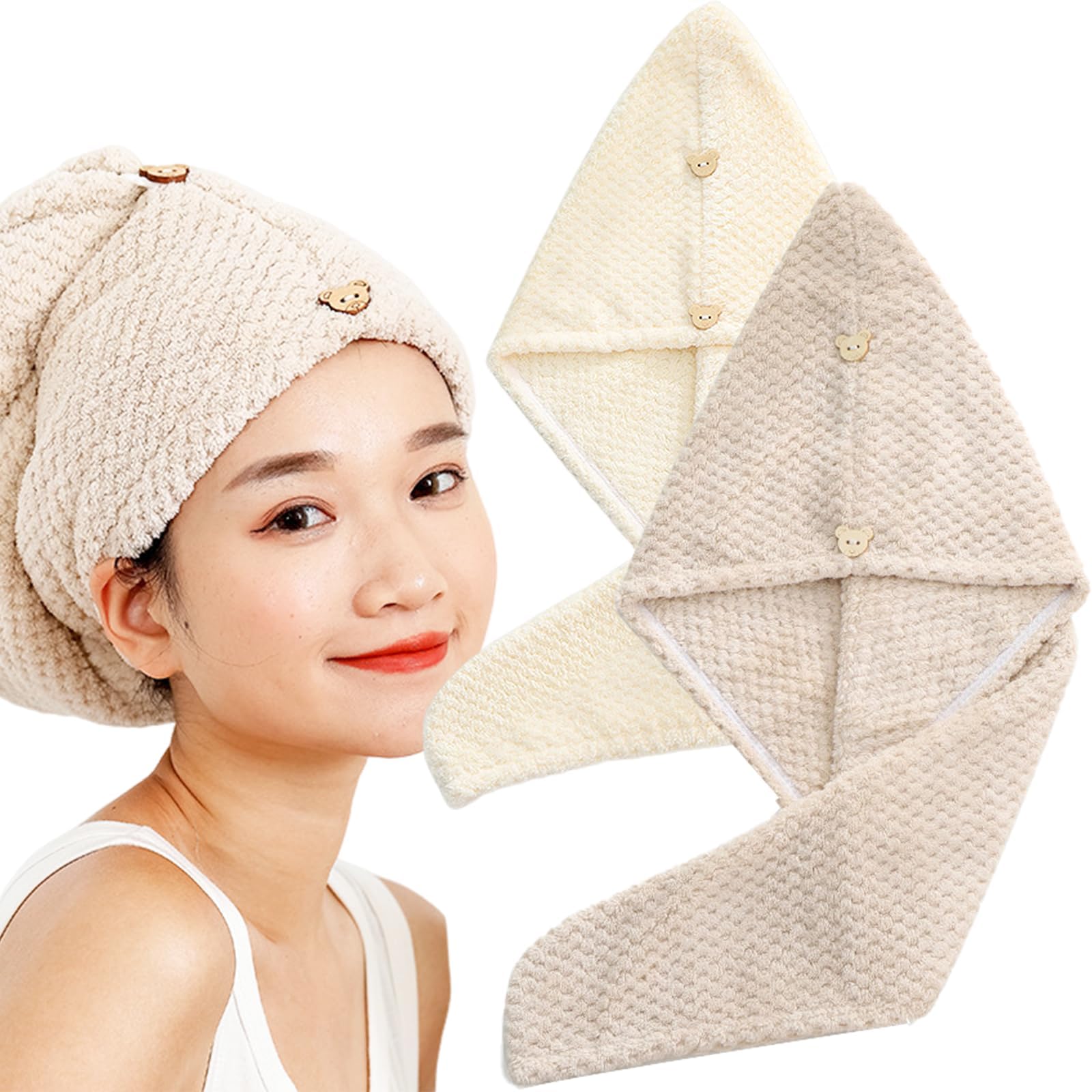 Amazon｜KALOLINNA ヘアドライタオル 速乾 髪タオル 長い髪専用 軽量 強い吸水性 お風呂上がり タオルキャップ 大人 子供用