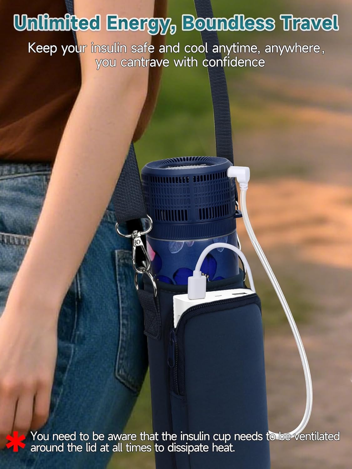 Electric Insulin Cooler Travel Case, USB Charger & Biogel Ice Box - Unlimited Hours, 35-68°F Custom & Display Temperature Medical Cooler, TSA Approved Diabetic Medication Refrigerator