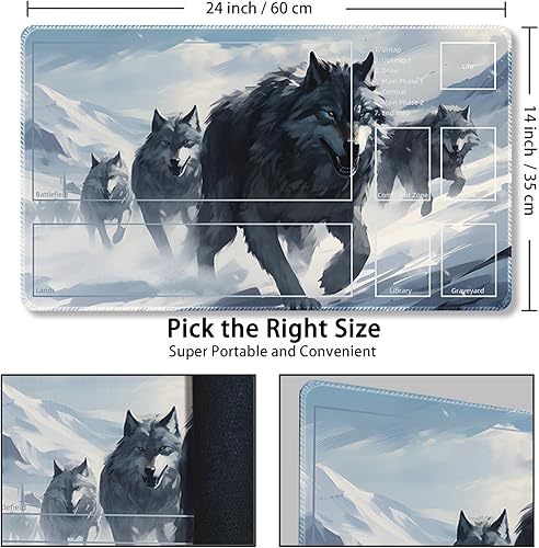 Miniatura 118 de Tapete de juego para MTG, con bolsas de almacenamiento gratis, tapete de juego de 24 x 14 pulgadas, TCG y tapete de juego de mesa para tarjetas