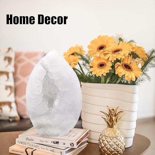 Miniatura 7 de JIC Gem Geoda de pie de cuarzo natural, cristales grandes, racimo de druzy reiki, piedras preciosas curativas para decoración del hogar, 1.1-1.7